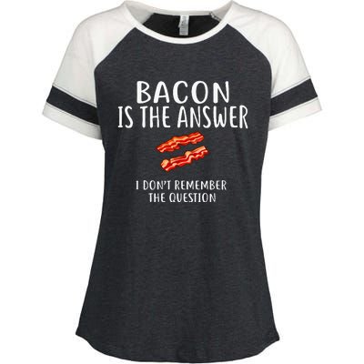 Bacon Is The Answer I Dont Remember The Question Enza Ladies Jersey Colorblock Tee