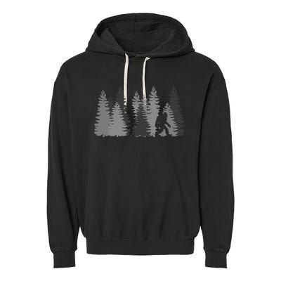 Bigfoot In The Forest Sasquatch Yeti Garment-Dyed Fleece Hoodie