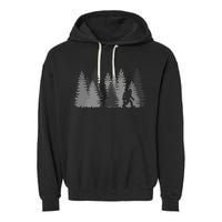 Bigfoot In The Forest Sasquatch Yeti Garment-Dyed Fleece Hoodie