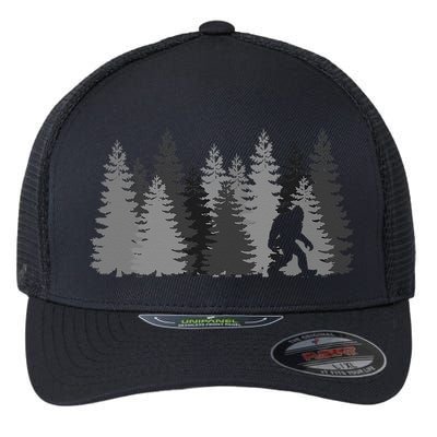 Bigfoot In The Forest Sasquatch Yeti Flexfit Unipanel Trucker Cap