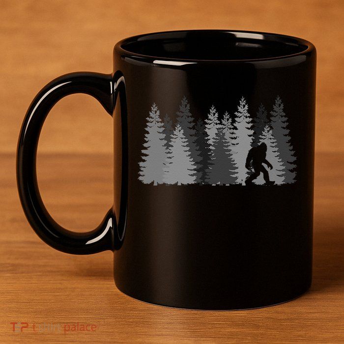Bigfoot In The Forest Sasquatch Yeti 11oz C Handle Ceramic Mug