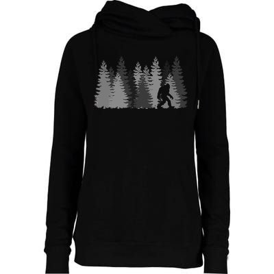 Bigfoot In The Forest Sasquatch Yeti Womens Funnel Neck Pullover Hood