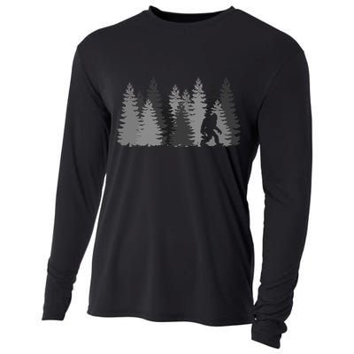 Bigfoot In The Forest Sasquatch Yeti Cooling Performance Long Sleeve Crew