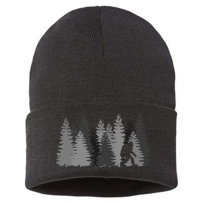 Bigfoot In The Forest Sasquatch Yeti Sustainable Knit Beanie
