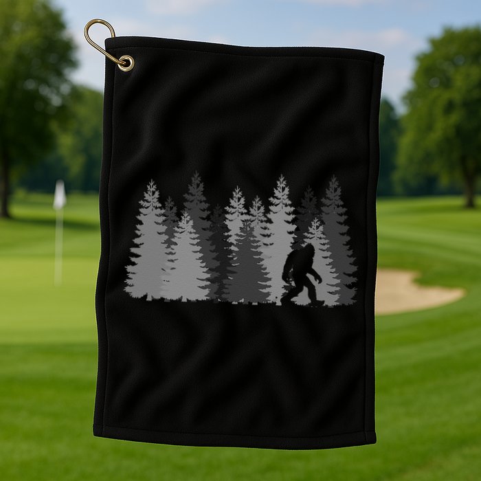 Bigfoot In The Forest Sasquatch Yeti Golf Towel