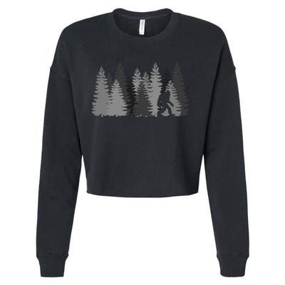 Bigfoot In The Forest Sasquatch Yeti Cropped Pullover Crew