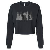 Bigfoot In The Forest Sasquatch Yeti Cropped Pullover Crew