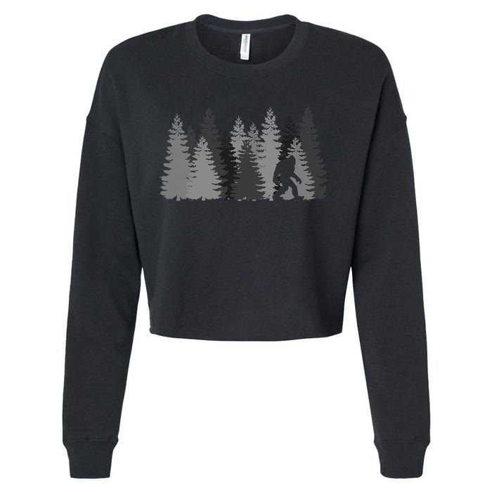 Bigfoot In The Forest Sasquatch Yeti Cropped Pullover Crew