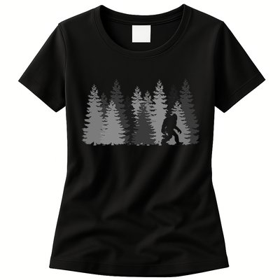 Bigfoot In The Forest Sasquatch Yeti Womens T-Shirt
