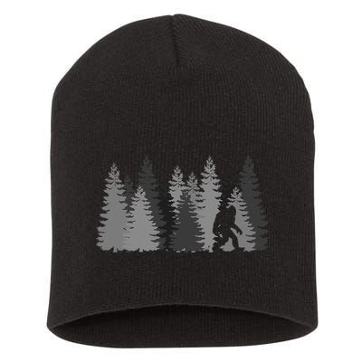 Bigfoot In The Forest Sasquatch Yeti Short Acrylic Beanie