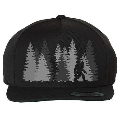 Bigfoot In The Forest Sasquatch Yeti Wool Snapback Cap