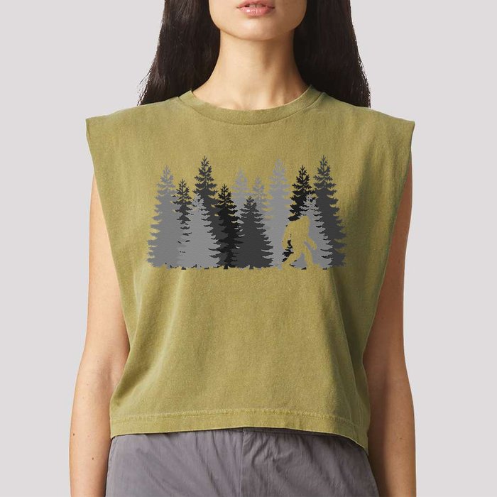 Bigfoot In The Forest Sasquatch Yeti Garment-Dyed Women's Muscle Tee