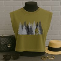 Bigfoot In The Forest Sasquatch Yeti Garment-Dyed Women's Muscle Tee
