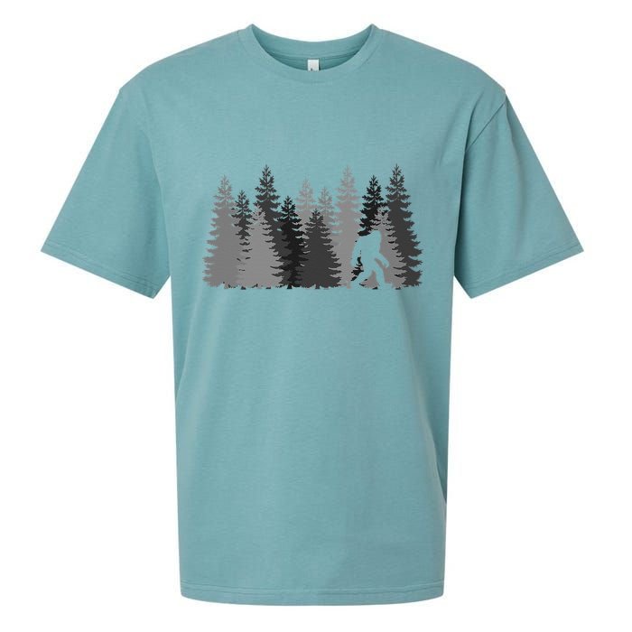 Bigfoot In The Forest Sasquatch Yeti Sueded Cloud Jersey T-Shirt