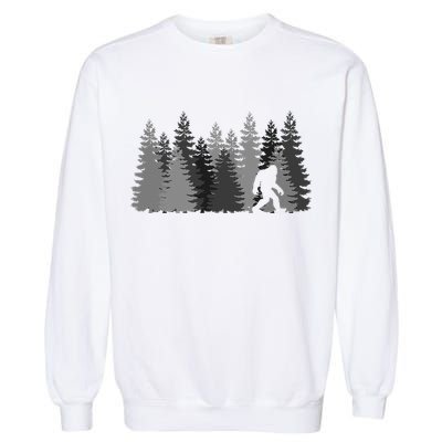 Bigfoot In The Forest Sasquatch Yeti Garment-Dyed Sweatshirt
