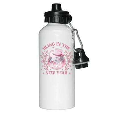 Bling In The New Year Coquette Bow Countdown Fireworks Aluminum Water Bottle