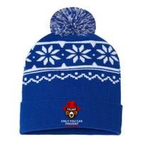 Bear In Trump Hat. Only You Can Prevent Communism. USA-Made Snowflake Beanie