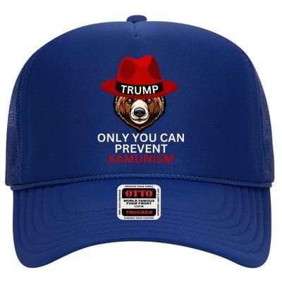 Bear In Trump Hat. Only You Can Prevent Communism. High Crown Mesh Back Trucker Hat