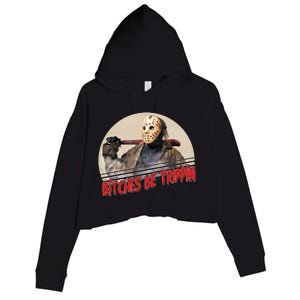 Bitches Be Trippin Horror Movie Fan Crop Fleece Hoodie