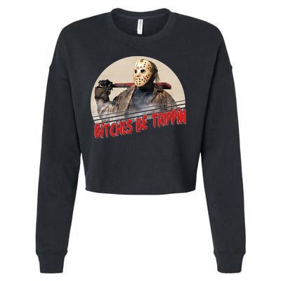 Bitches Be Trippin Horror Movie Fan Cropped Pullover Crew