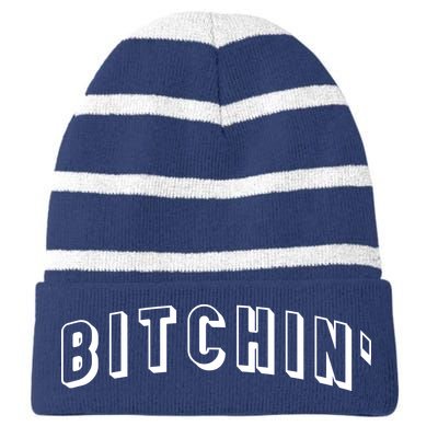 Bitchin Logo Striped Beanie with Solid Band