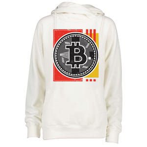 Bitcoin Abstract Womens Funnel Neck Pullover Hood