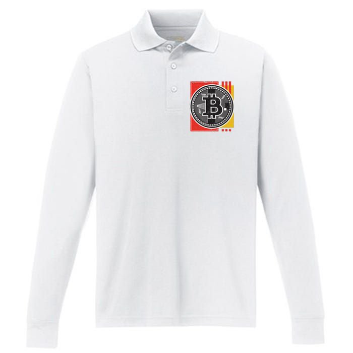 Bitcoin Abstract Performance Long Sleeve Polo