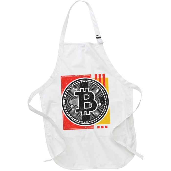 Bitcoin Abstract Full-Length Apron With Pockets