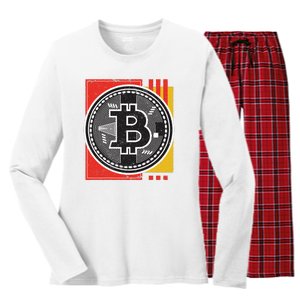 Bitcoin Abstract Women's Long Sleeve Flannel Pajama Set 