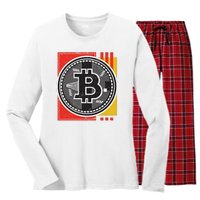 Bitcoin Abstract Women's Long Sleeve Flannel Pajama Set 