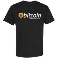 Bitcoin Accepted Here Cryptocurrency Logo Garment-Dyed Heavyweight T-Shirt