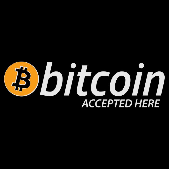 Bitcoin Accepted Here Cryptocurrency Logo Sustainable Bucket Hat