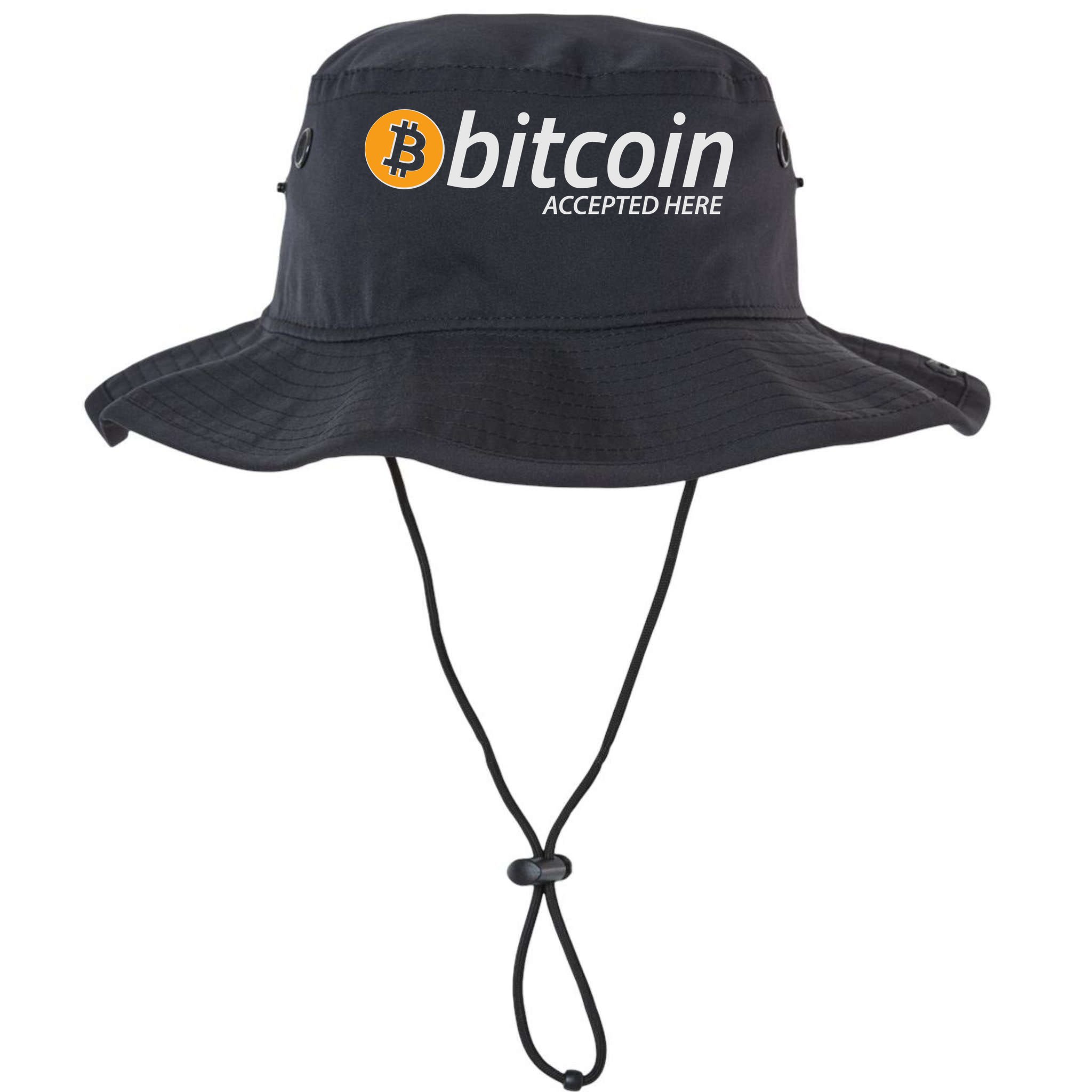 Bitcoin Accepted Here Cryptocurrency Logo Bucket Hat