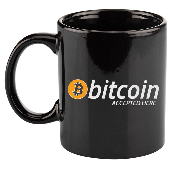 Bitcoin Accepted Here Cryptocurrency Logo 11oz C Handle Ceramic Mug