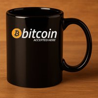 Bitcoin Accepted Here Cryptocurrency Logo 11oz C Handle Ceramic Mug