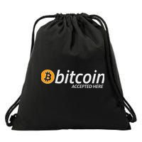 Bitcoin Accepted Here Cryptocurrency Logo Drawstring Bag