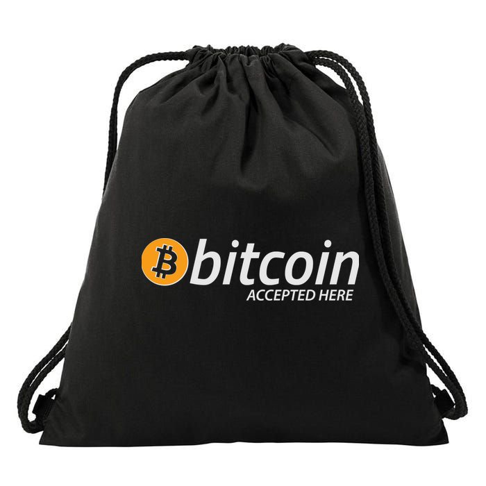 Bitcoin Accepted Here Cryptocurrency Logo Drawstring Bag