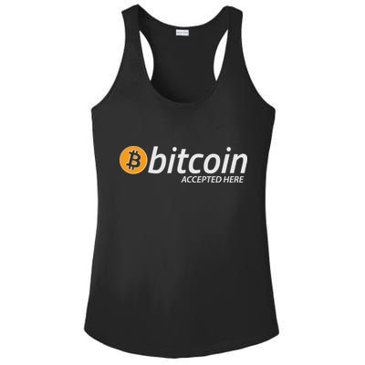 Bitcoin Accepted Here Cryptocurrency Logo Ladies PosiCharge Competitor Racerback Tank