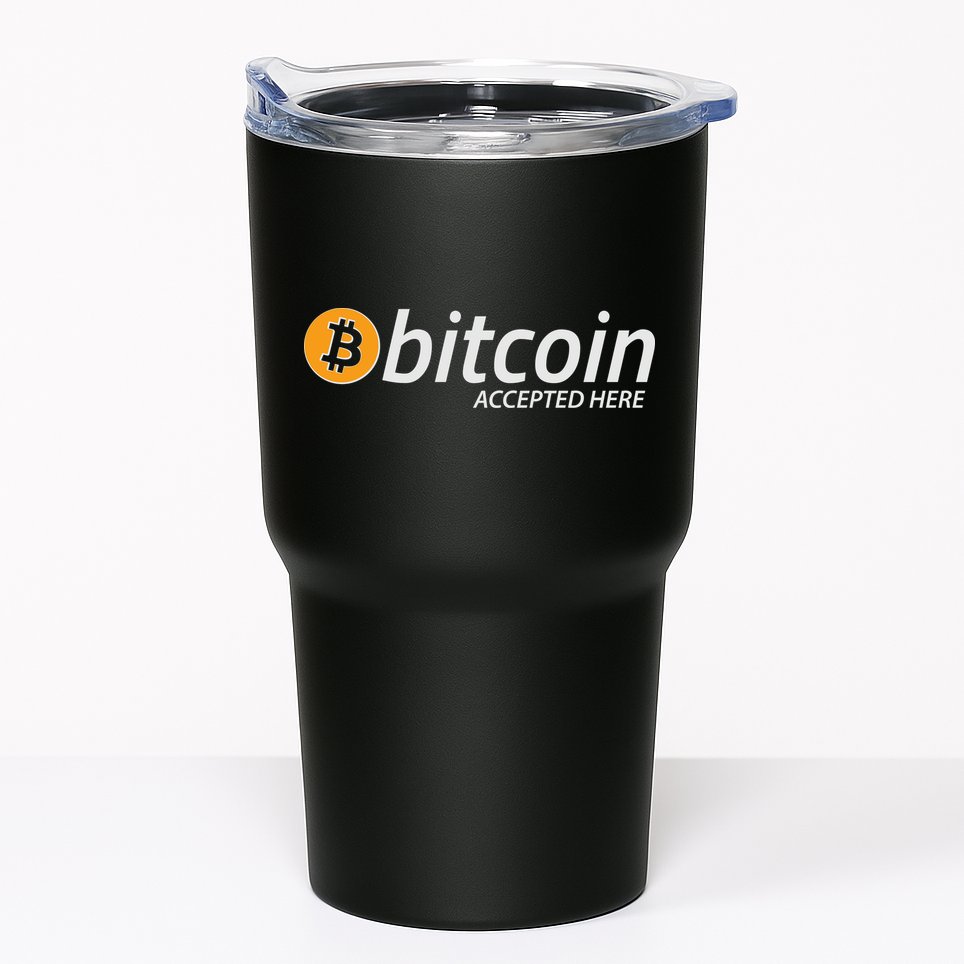 Bitcoin Accepted Here Cryptocurrency Logo Tumbler