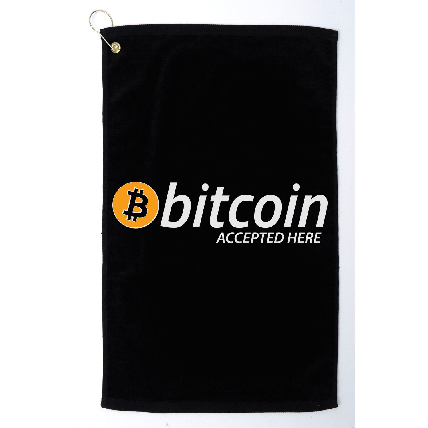 Bitcoin Accepted Here Cryptocurrency Logo Golf Towel