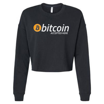 Bitcoin Accepted Here Cryptocurrency Logo Cropped Pullover Crew