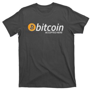 Bitcoin Accepted Here Cryptocurrency Logo T-Shirt