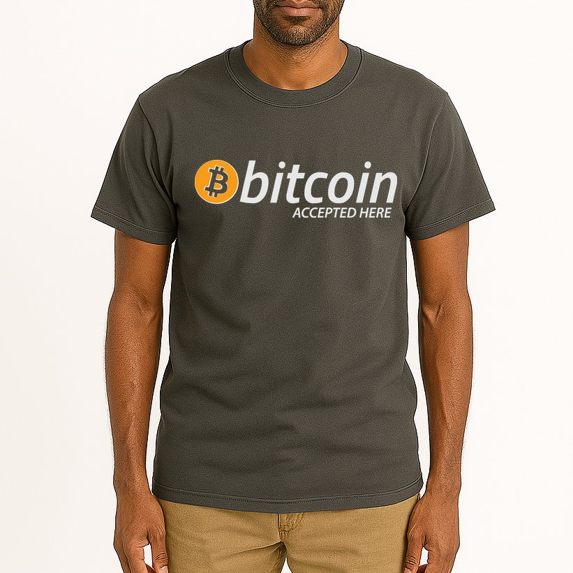 Bitcoin Accepted Here Cryptocurrency Logo Tall T-Shirt