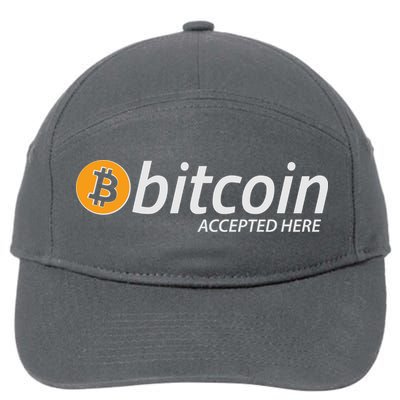 Bitcoin Accepted Here Cryptocurrency Logo 7-Panel Snapback Hat
