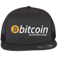 Bitcoin Accepted Here Cryptocurrency Logo Flatbill Hat