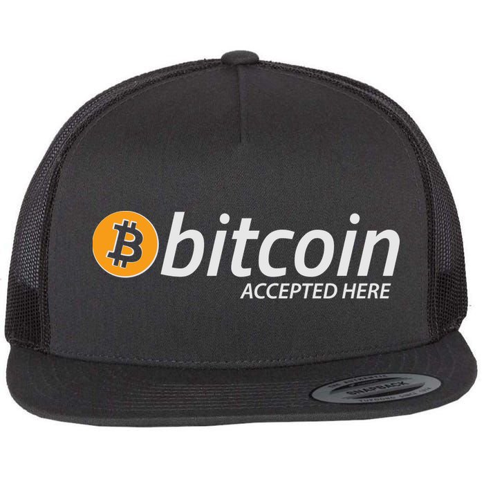Bitcoin Accepted Here Cryptocurrency Logo Flatbill Hat
