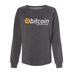 Bitcoin Accepted Here Cryptocurrency Logo Womens California Wash Sweatshirt