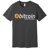 Bitcoin Accepted Here Cryptocurrency Logo Premium T-Shirt