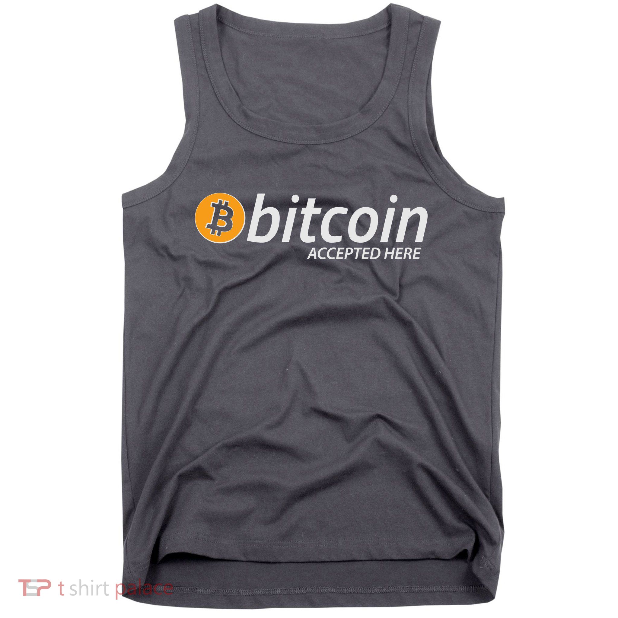 Bitcoin Accepted Here Cryptocurrency Logo Tank Top