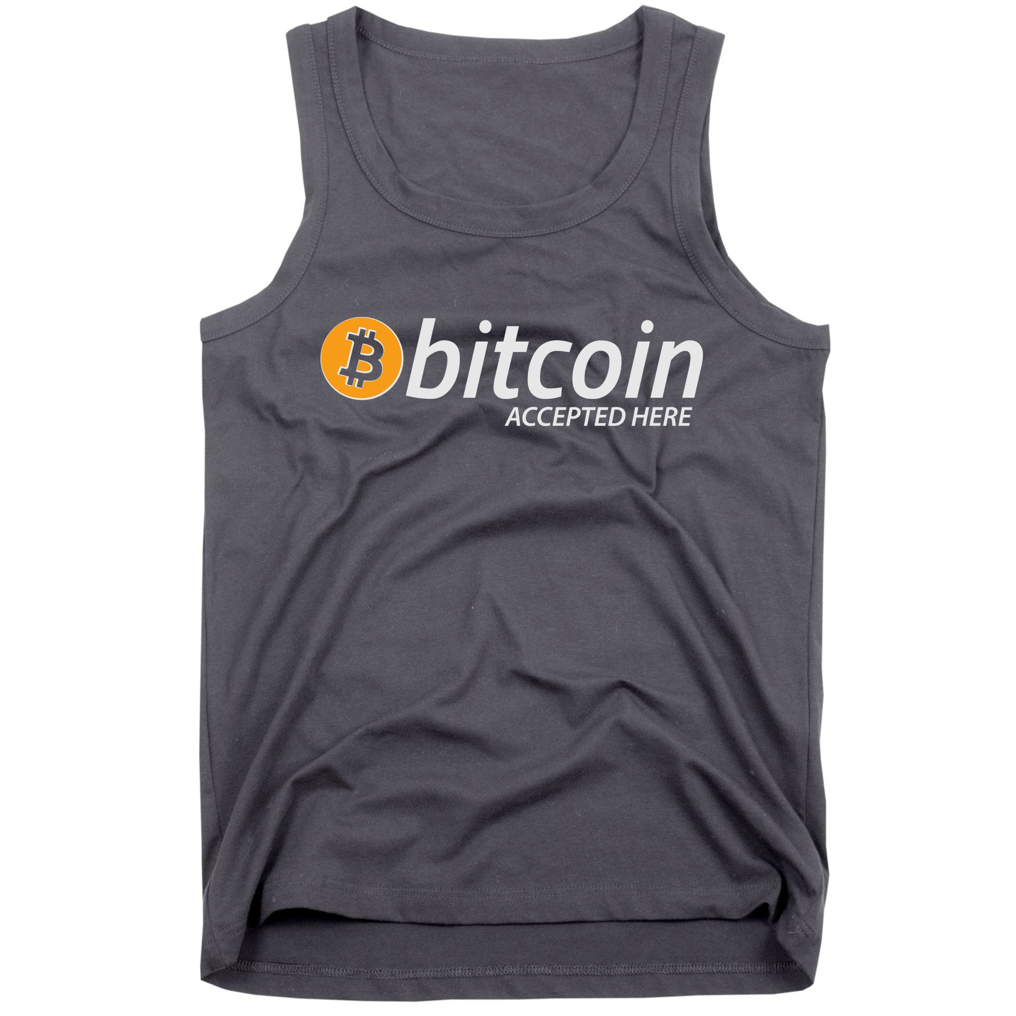 Bitcoin Accepted Here Cryptocurrency Logo Tank Top